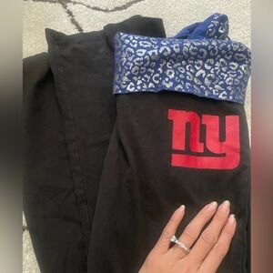 PINK NY Giants wide leg leggings with leopard band